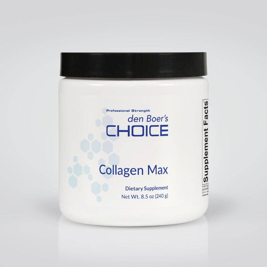 Collagen Max supplement bottle providing advanced support for joint flexibility, skin elasticity, and connective tissue repair.