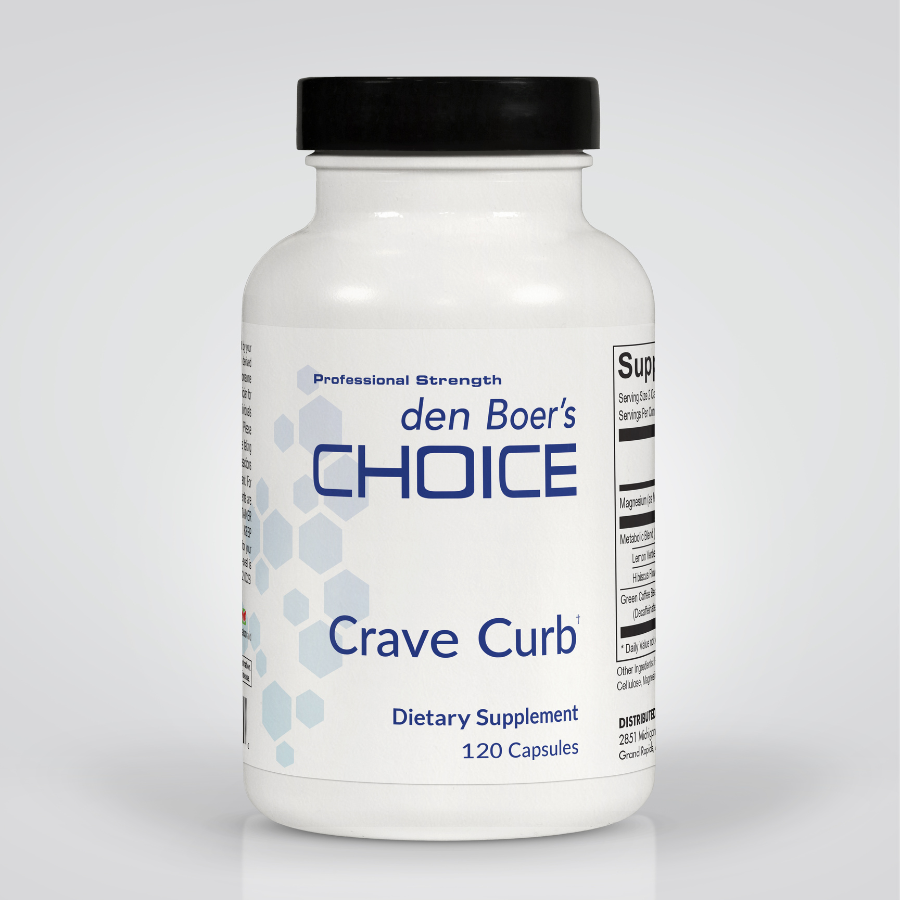 Crave Curb bottle for managing food cravings and supporting healthy weight.