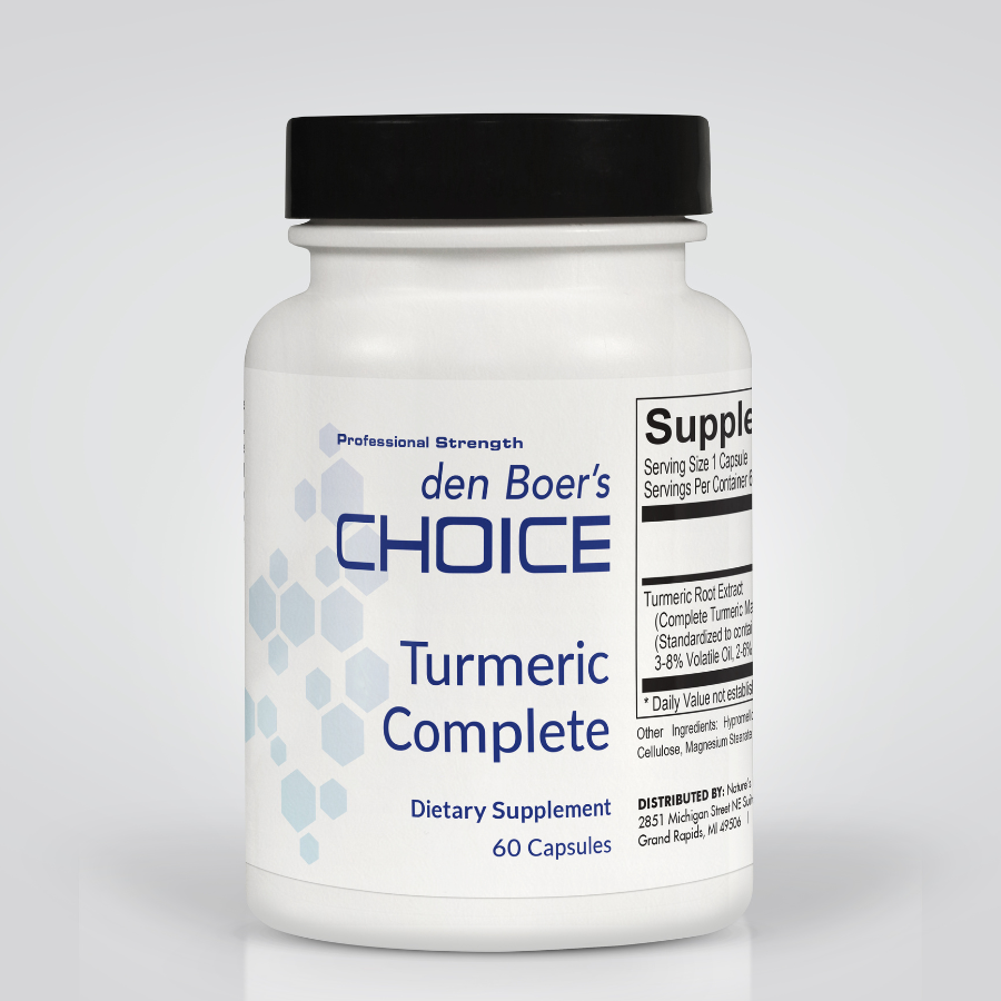 Turmeric Complete bottle containing a full-spectrum turmeric matrix to support inflammation balance, immune function, and gut health.