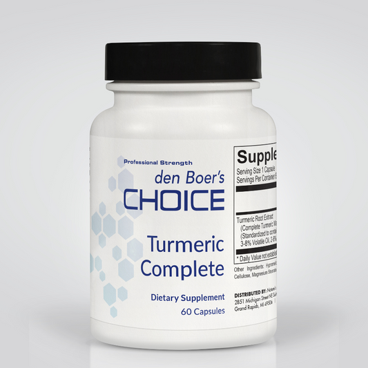 Turmeric Complete bottle containing a full-spectrum turmeric matrix to support inflammation balance, immune function, and gut health.